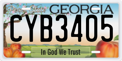 GA license plate CYB3405