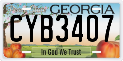 GA license plate CYB3407