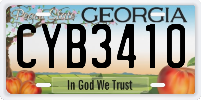 GA license plate CYB3410