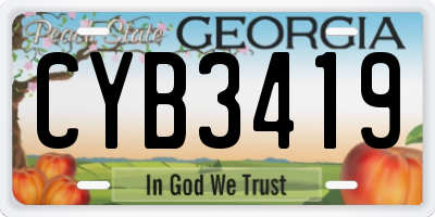 GA license plate CYB3419