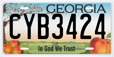 GA license plate CYB3424