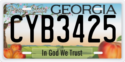 GA license plate CYB3425