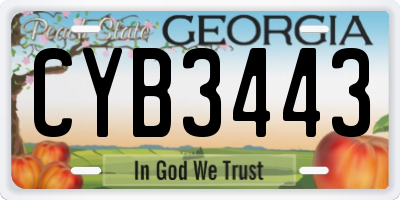 GA license plate CYB3443