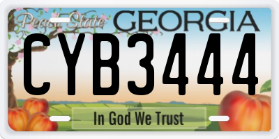 GA license plate CYB3444
