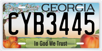 GA license plate CYB3445