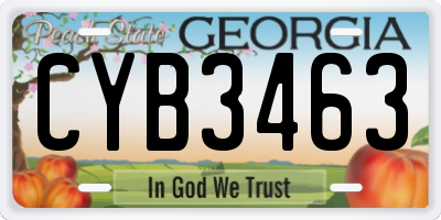 GA license plate CYB3463