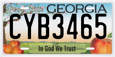 GA license plate CYB3465