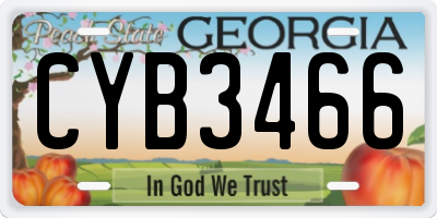 GA license plate CYB3466