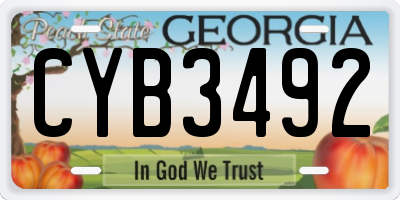 GA license plate CYB3492