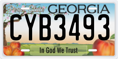GA license plate CYB3493