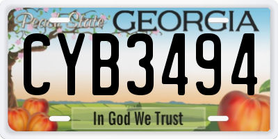 GA license plate CYB3494