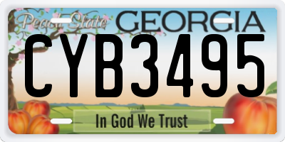 GA license plate CYB3495