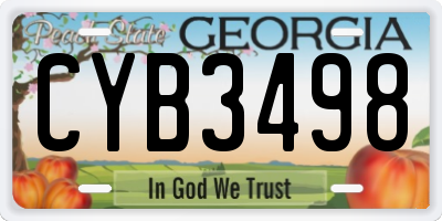 GA license plate CYB3498
