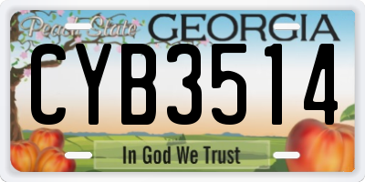 GA license plate CYB3514