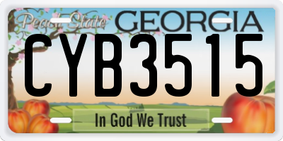 GA license plate CYB3515