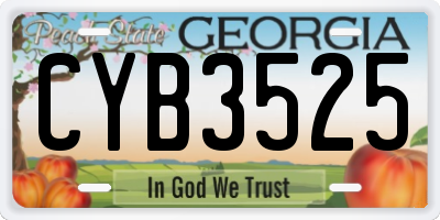GA license plate CYB3525