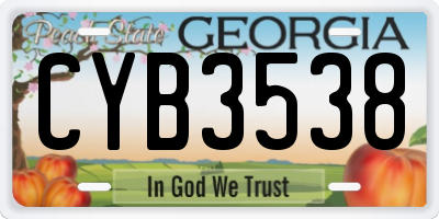 GA license plate CYB3538