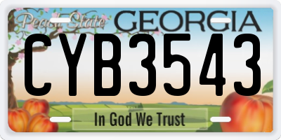 GA license plate CYB3543