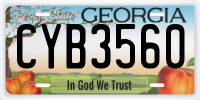 GA license plate CYB3560