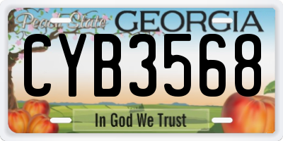 GA license plate CYB3568