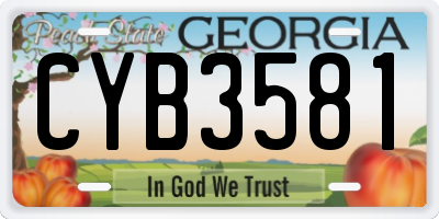 GA license plate CYB3581