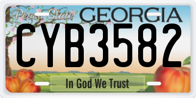 GA license plate CYB3582