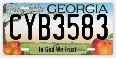 GA license plate CYB3583