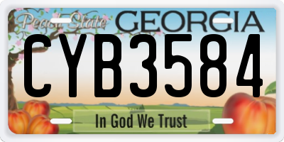 GA license plate CYB3584