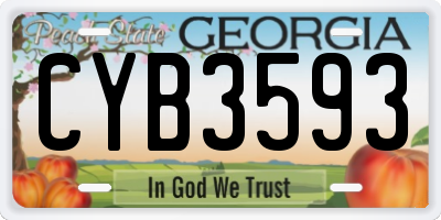 GA license plate CYB3593