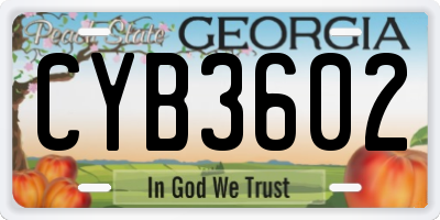 GA license plate CYB3602