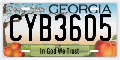 GA license plate CYB3605