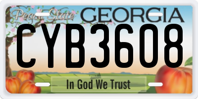 GA license plate CYB3608