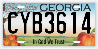GA license plate CYB3614