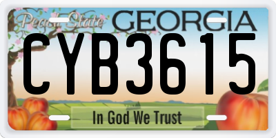 GA license plate CYB3615