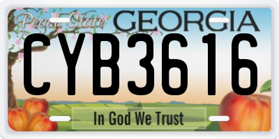 GA license plate CYB3616