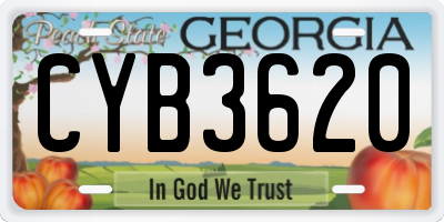 GA license plate CYB3620