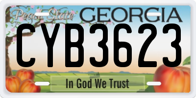 GA license plate CYB3623