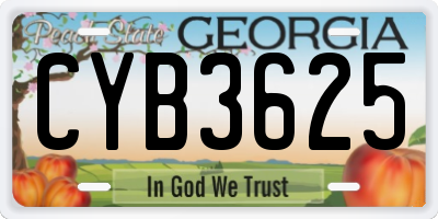 GA license plate CYB3625