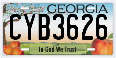 GA license plate CYB3626