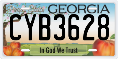 GA license plate CYB3628