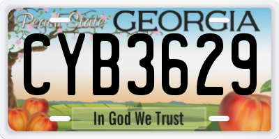 GA license plate CYB3629
