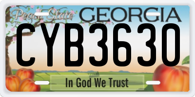 GA license plate CYB3630
