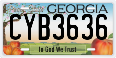 GA license plate CYB3636