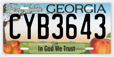 GA license plate CYB3643