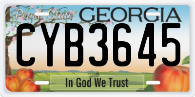 GA license plate CYB3645
