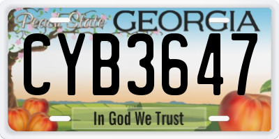GA license plate CYB3647