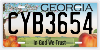 GA license plate CYB3654