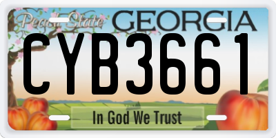 GA license plate CYB3661
