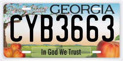 GA license plate CYB3663