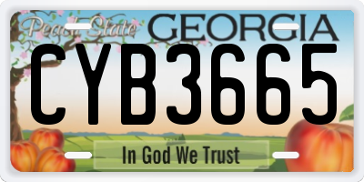 GA license plate CYB3665